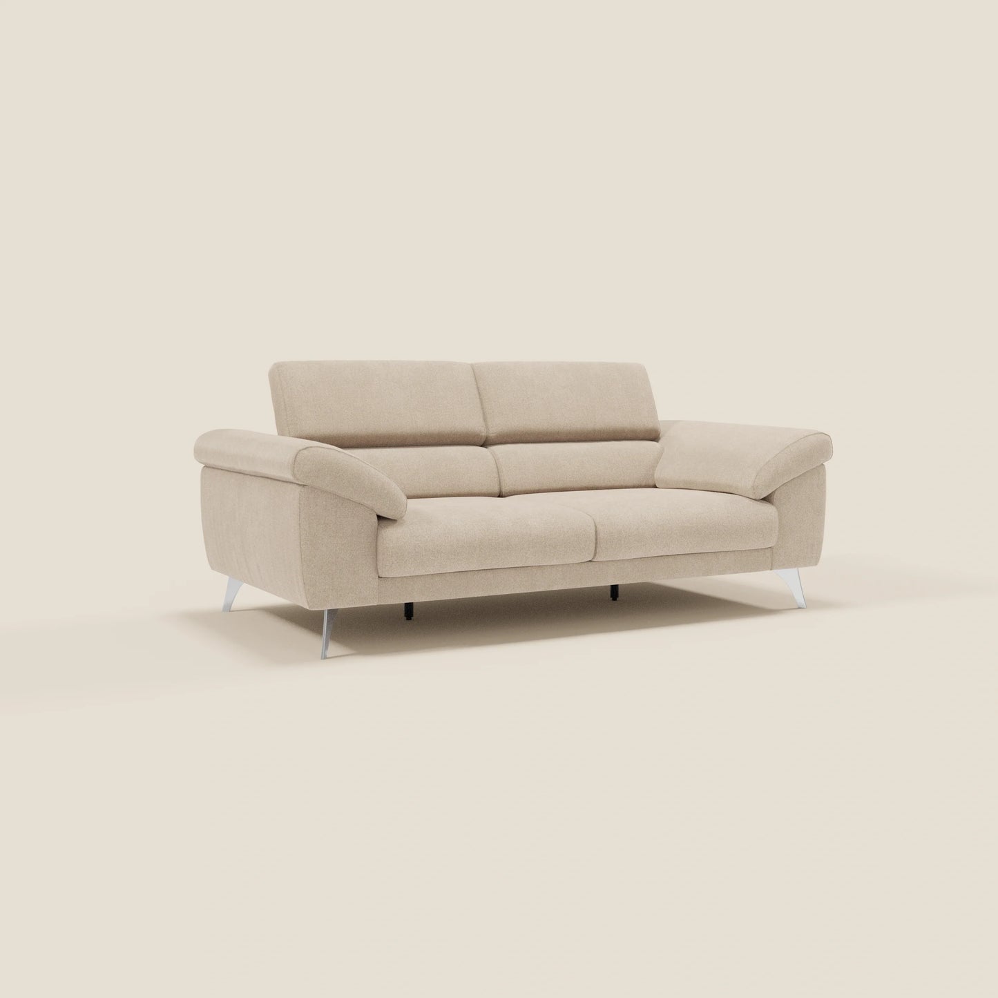 Donatello divano con sedute allungabili braccioli contenitore e poggiatesta reclinabili in tessuto smacchiabile T23 beige