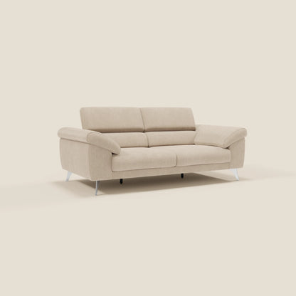 Donatello divano con sedute allungabili braccioli contenitore e poggiatesta reclinabili in tessuto smacchiabile T23 beige