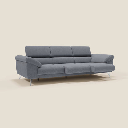 Donatello divano con 3 sedute allungabili braccioli contenitore e poggiatesta reclinabili in tessuto smacchiabile T23 blu grafite