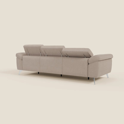 Donatello divano con 3 sedute allungabili braccioli contenitore e poggiatesta reclinabili in tessuto smacchiabile T23 tortora