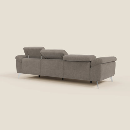 Donatello Divano angolare con sedute scorrevoli braccioli contenitore e poggiatesta in tessuto morbido smacchiabile T23 talpa