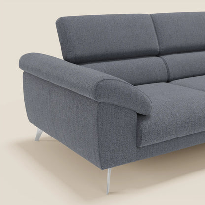 Donatello divano con sedute allungabili braccioli contenitore e poggiatesta reclinabili in tessuto smacchiabile T23 blu grafite