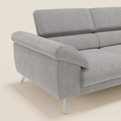 Donatello divano con sedute allungabili braccioli contenitore e poggiatesta reclinabili in tessuto smacchiabile T23 grigio