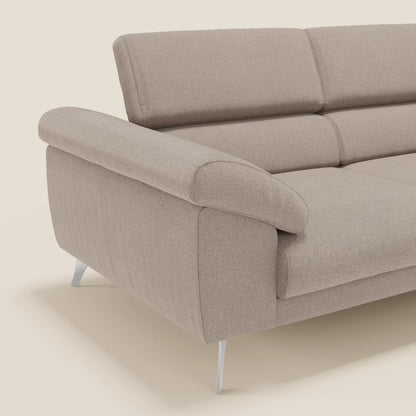 Donatello divano con sedute allungabili braccioli contenitore e poggiatesta reclinabili in tessuto smacchiabile T23 tortora