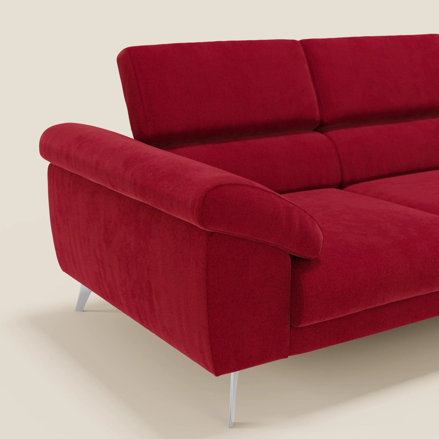 Donatello divano con 3 sedute allungabili braccioli contenitore e poggiatesta reclinabili in tessuto smacchiabile T23 bordeaux