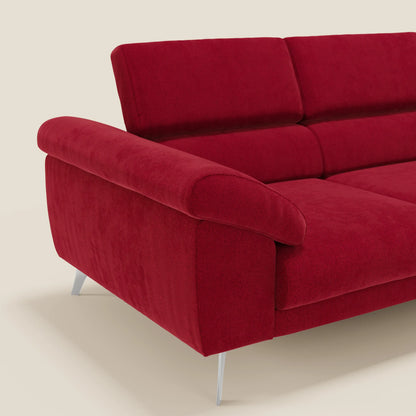 Donatello divano con 3 sedute allungabili braccioli contenitore e poggiatesta reclinabili in tessuto smacchiabile T23 bordeaux