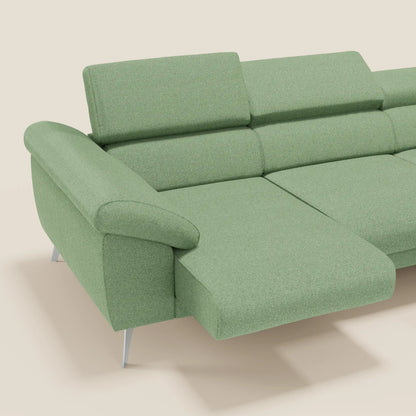 Donatello Divano angolare con sedute scorrevoli braccioli contenitore e poggiatesta in tessuto morbido smacchiabile T23 menta