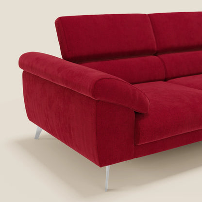 Donatello divano con sedute allungabili braccioli contenitore e poggiatesta reclinabili in tessuto smacchiabile T23 bordeaux