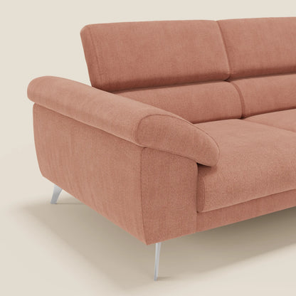 Donatello divano con sedute allungabili braccioli contenitore e poggiatesta reclinabili in tessuto smacchiabile T23 pesca