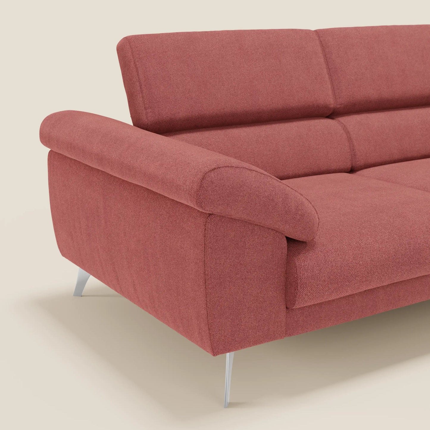 Donatello divano con sedute allungabili braccioli contenitore e poggiatesta reclinabili in tessuto smacchiabile T23 rosso ciliegia