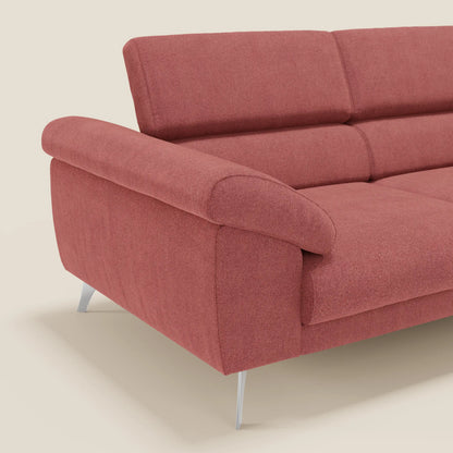 Donatello divano con sedute allungabili braccioli contenitore e poggiatesta reclinabili in tessuto smacchiabile T23 rosso ciliegia
