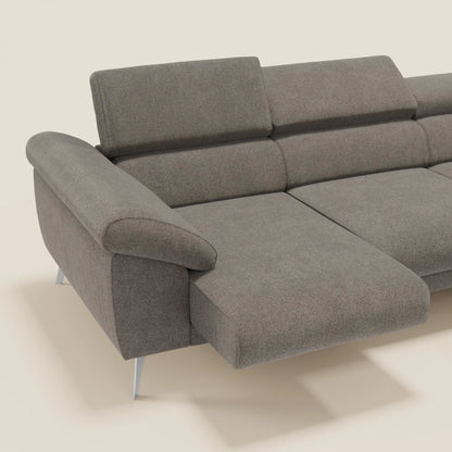 Donatello Divano angolare con sedute scorrevoli braccioli contenitore e poggiatesta in tessuto morbido smacchiabile T23 talpa