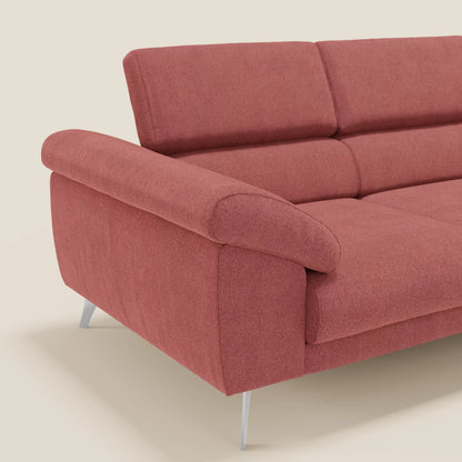 Donatello divano con 3 sedute allungabili braccioli contenitore e poggiatesta reclinabili in tessuto smacchiabile T23 rosso ciliegia