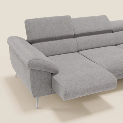 Donatello Divano angolare con sedute scorrevoli braccioli contenitore e poggiatesta in tessuto morbido smacchiabile T23 grigio