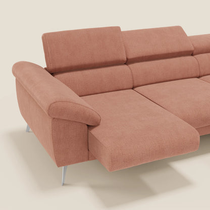 Donatello Divano angolare con sedute scorrevoli braccioli contenitore e poggiatesta in tessuto morbido smacchiabile T23 pesca