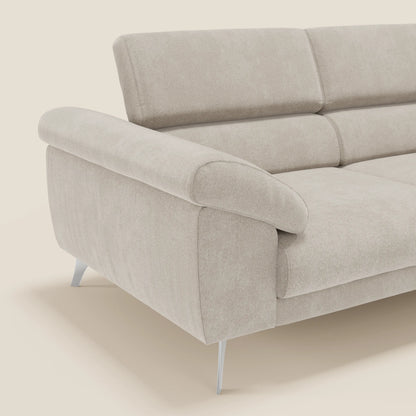 Donatello divano con sedute allungabili braccioli contenitore e poggiatesta reclinabili in tessuto smacchiabile T23 panna