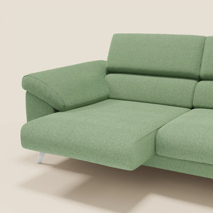 Donatello divano con sedute allungabili braccioli contenitore e poggiatesta reclinabili in tessuto smacchiabile T23 menta