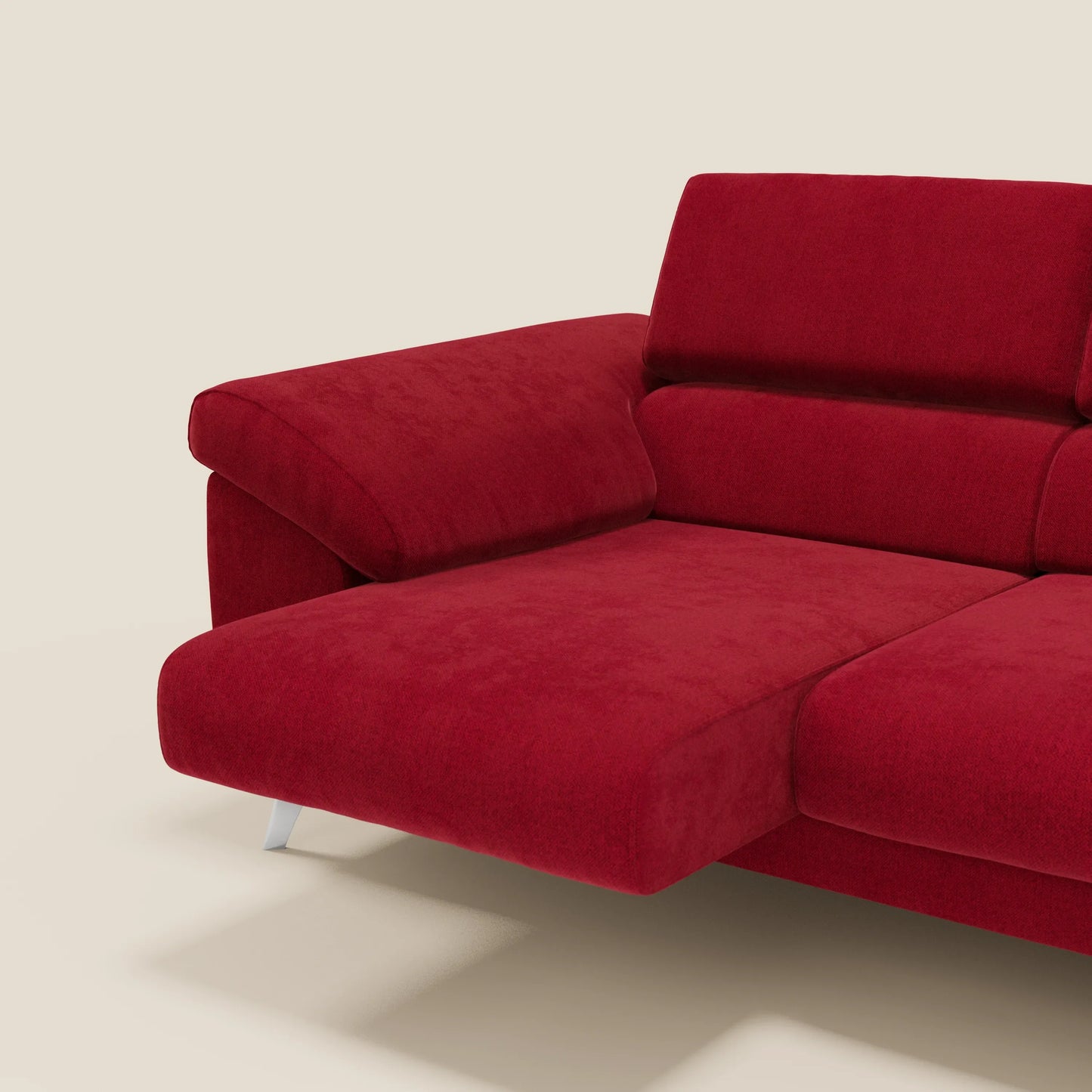 Donatello divano con 3 sedute allungabili braccioli contenitore e poggiatesta reclinabili in tessuto smacchiabile T23 bordeaux