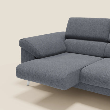 Donatello divano con 3 sedute allungabili braccioli contenitore e poggiatesta reclinabili in tessuto smacchiabile T23 blu grafite