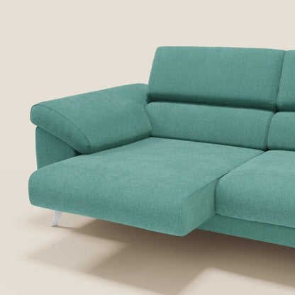 Donatello divano con sedute allungabili braccioli contenitore e poggiatesta reclinabili in tessuto smacchiabile T23 verde acqua