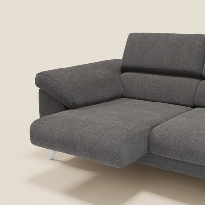 Donatello divano con 3 sedute allungabili braccioli contenitore e poggiatesta reclinabili in tessuto smacchiabile T23 antracite