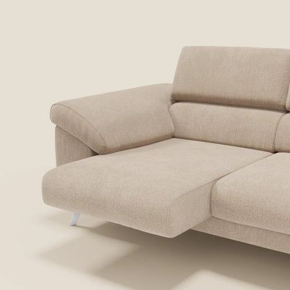 Donatello divano con 3 sedute allungabili braccioli contenitore e poggiatesta reclinabili in tessuto smacchiabile T23 beige