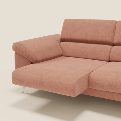 Donatello divano con sedute allungabili braccioli contenitore e poggiatesta reclinabili in tessuto smacchiabile T23 pesca