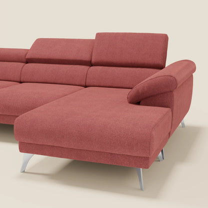 Donatello Divano angolare con sedute scorrevoli braccioli contenitore e poggiatesta in tessuto morbido smacchiabile T23 rosso ciliegia
