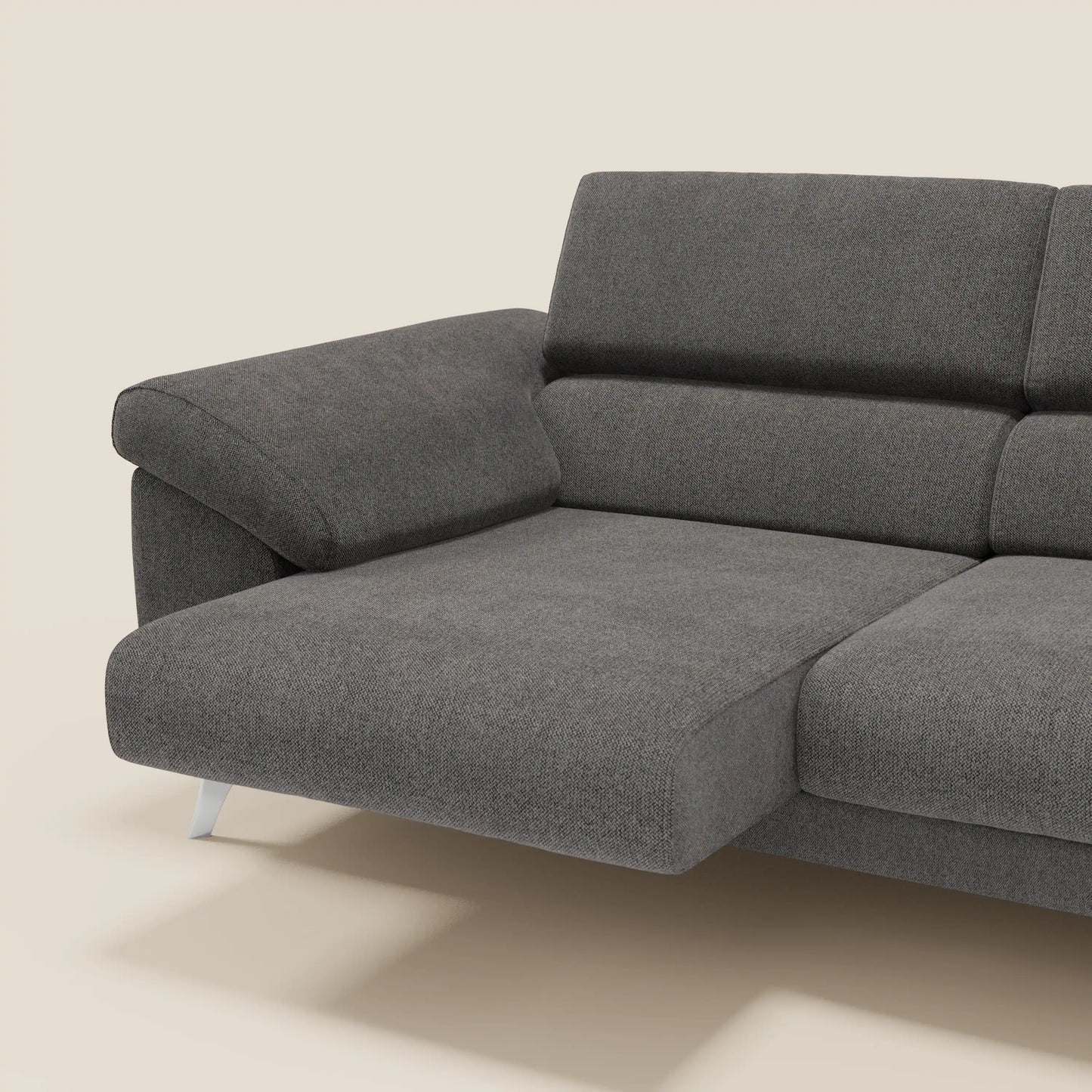 Donatello divano con sedute allungabili braccioli contenitore e poggiatesta reclinabili in tessuto smacchiabile T23 antracite