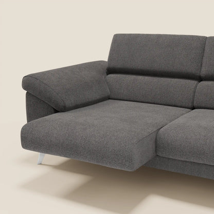 Donatello divano con sedute allungabili braccioli contenitore e poggiatesta reclinabili in tessuto smacchiabile T23 antracite