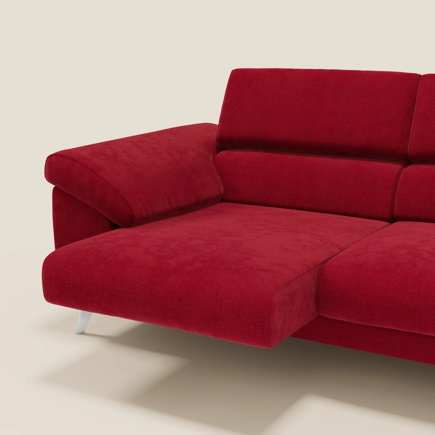 Donatello divano con sedute allungabili braccioli contenitore e poggiatesta reclinabili in tessuto smacchiabile T23 bordeaux