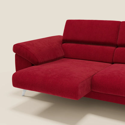 Donatello divano con sedute allungabili braccioli contenitore e poggiatesta reclinabili in tessuto smacchiabile T23 bordeaux