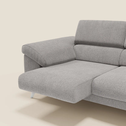 Donatello divano con 3 sedute allungabili braccioli contenitore e poggiatesta reclinabili in tessuto smacchiabile T23 grigio