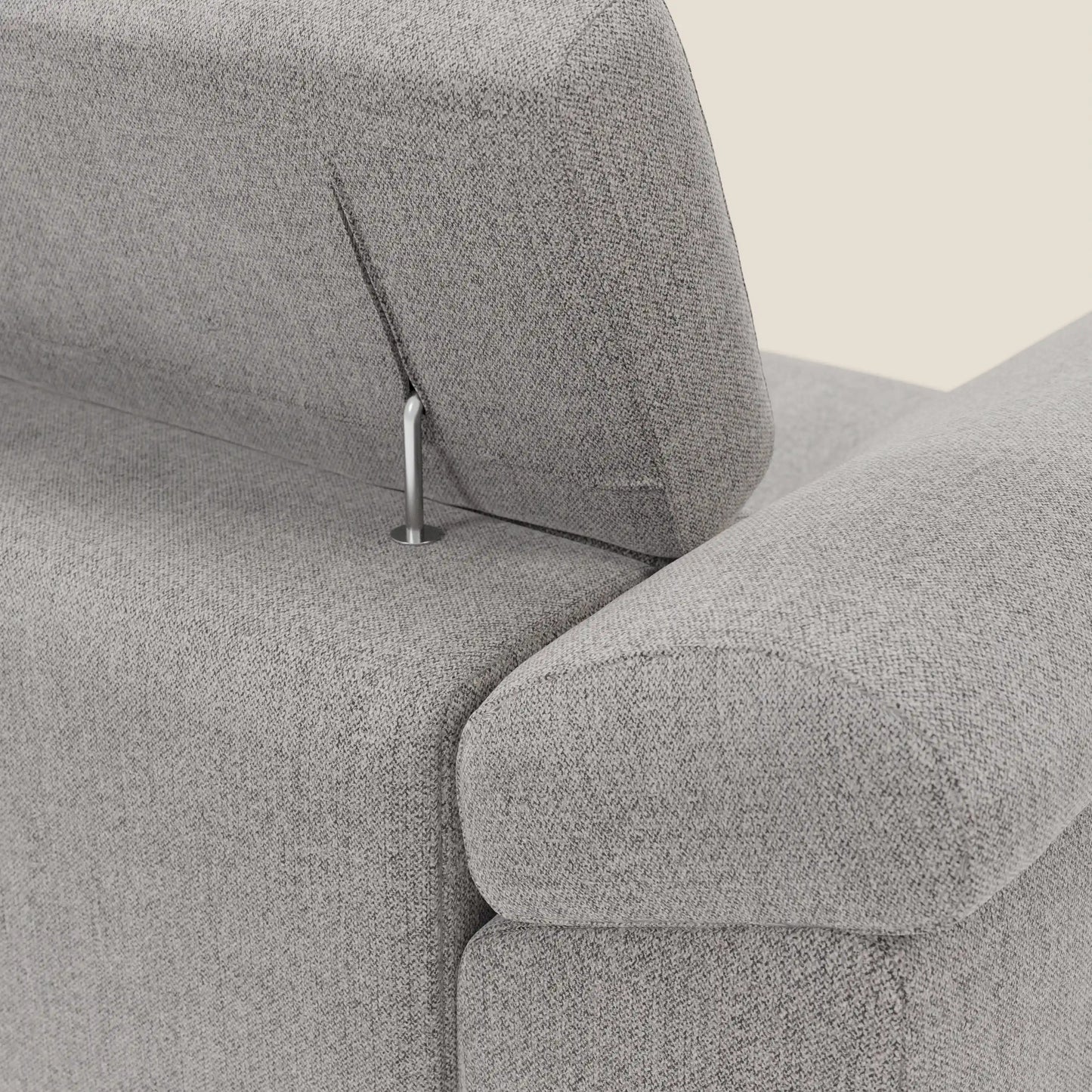Donatello Divano angolare con sedute scorrevoli braccioli contenitore e poggiatesta in tessuto morbido smacchiabile T23 grigio