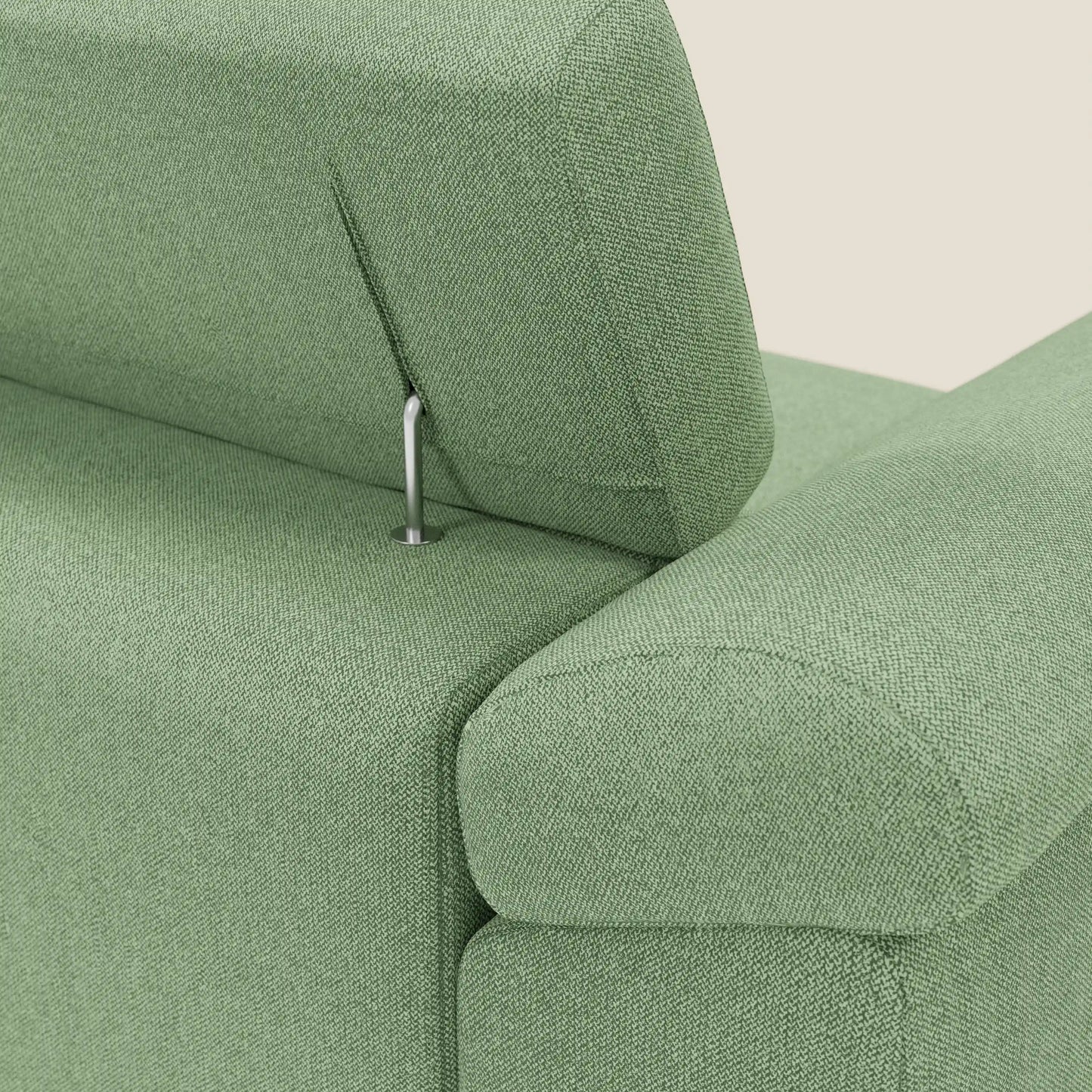Donatello Divano angolare con sedute scorrevoli braccioli contenitore e poggiatesta in tessuto morbido smacchiabile T23 menta