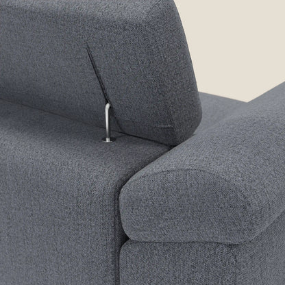 Donatello Divano angolare con sedute scorrevoli braccioli contenitore e poggiatesta in tessuto morbido smacchiabile T23 blu grafite