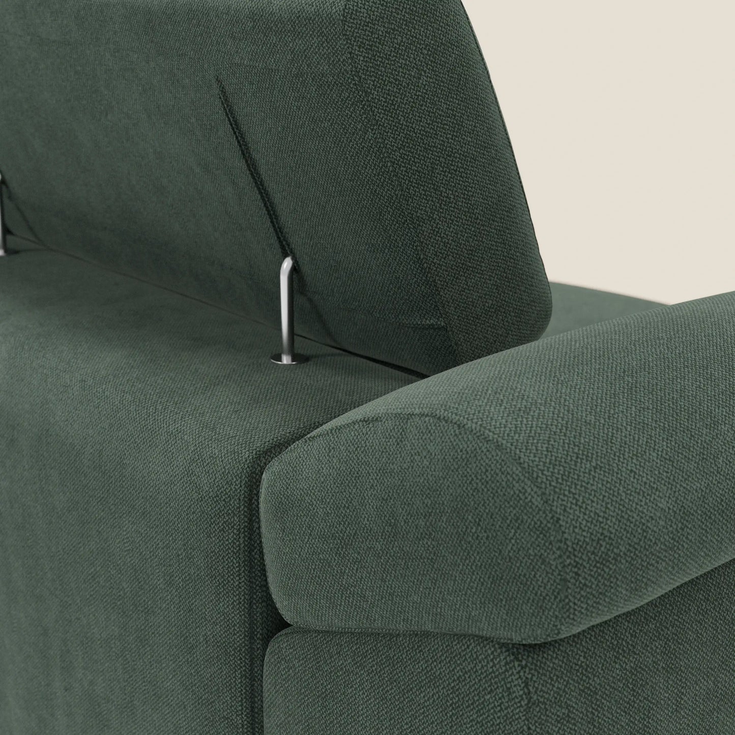 Donatello divano con 3 sedute allungabili braccioli contenitore e poggiatesta reclinabili in tessuto smacchiabile T23 verde