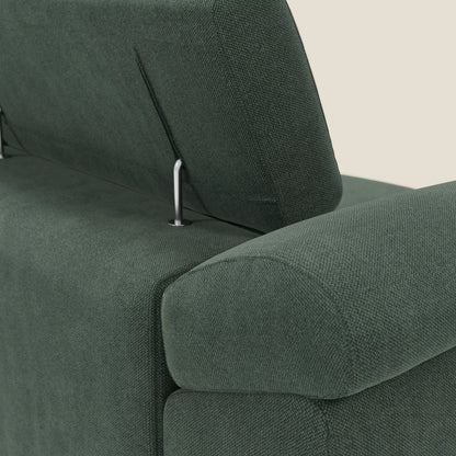 Donatello divano con 3 sedute allungabili braccioli contenitore e poggiatesta reclinabili in tessuto smacchiabile T23 verde