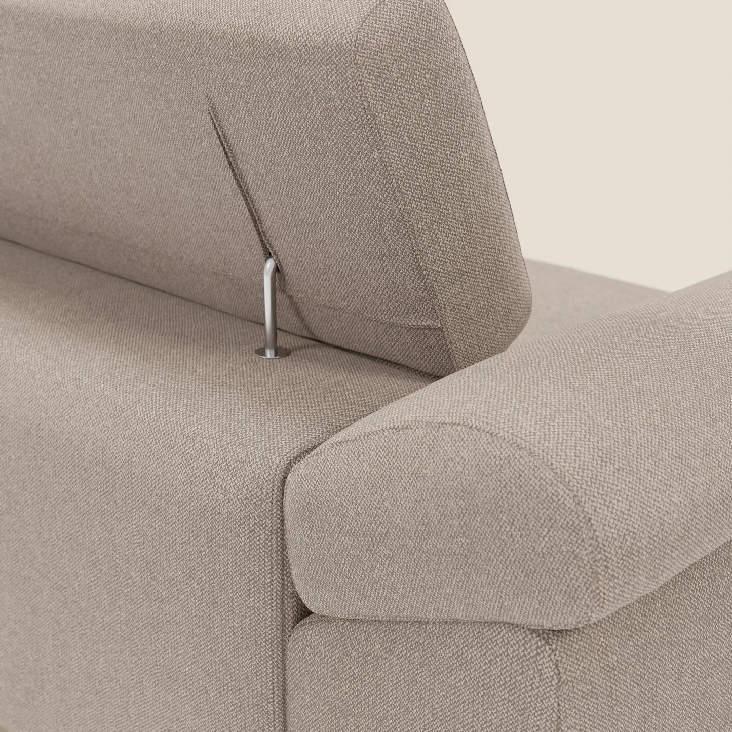 Donatello divano con sedute allungabili braccioli contenitore e poggiatesta reclinabili in tessuto smacchiabile T23 tortora