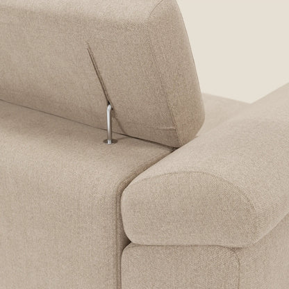 Donatello Divano angolare con sedute scorrevoli braccioli contenitore e poggiatesta in tessuto morbido smacchiabile T23 beige