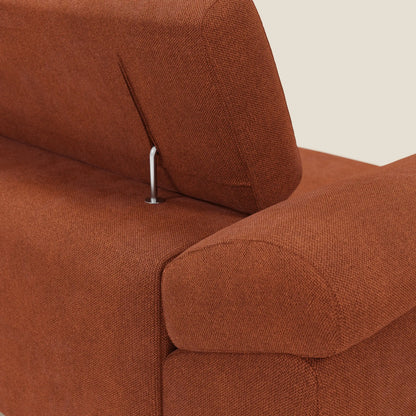 Donatello divano con sedute allungabili braccioli contenitore e poggiatesta reclinabili in tessuto smacchiabile T23 arancione ruggine