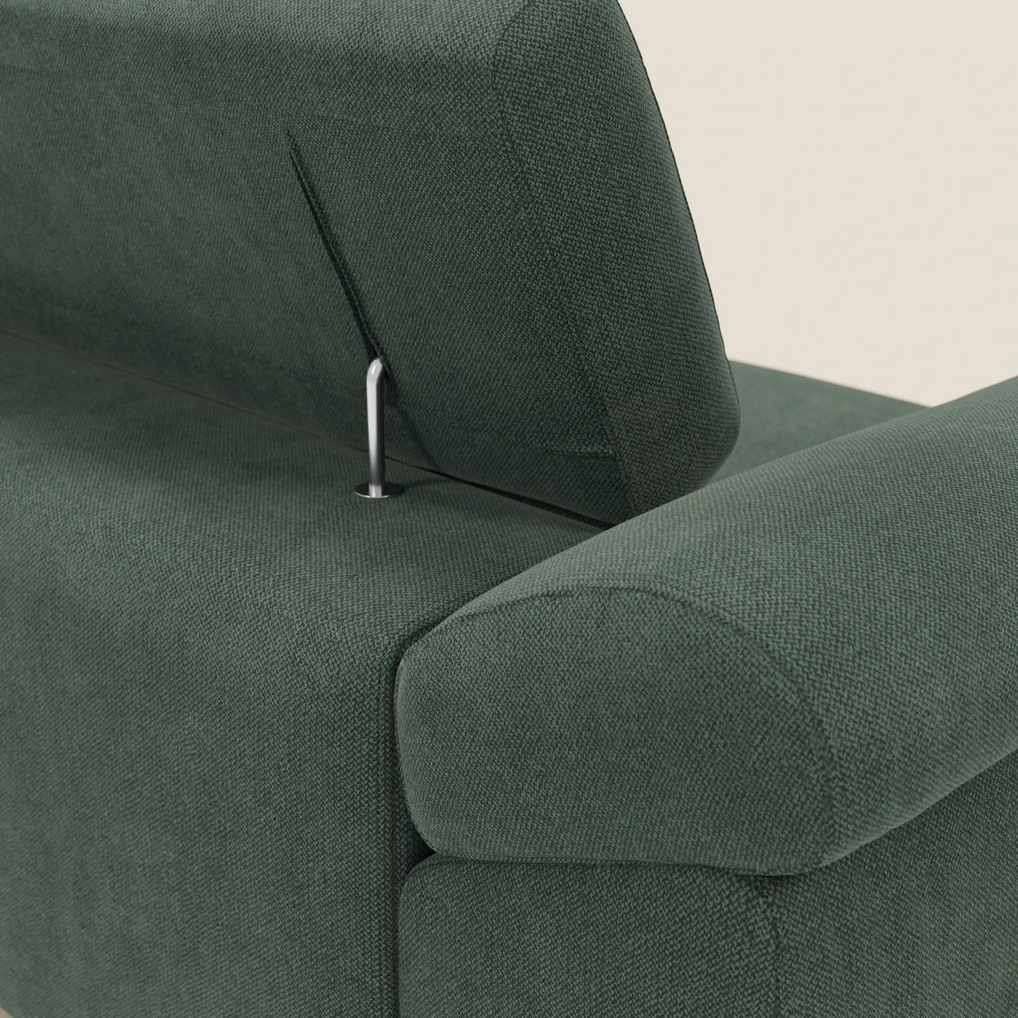 Donatello divano con sedute allungabili braccioli contenitore e poggiatesta reclinabili in tessuto smacchiabile T23 verde