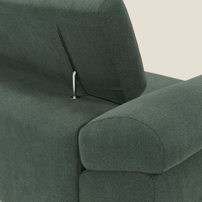 Donatello divano con sedute allungabili braccioli contenitore e poggiatesta reclinabili in tessuto smacchiabile T23 verde