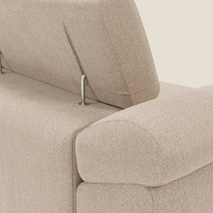 Donatello divano con 3 sedute allungabili braccioli contenitore e poggiatesta reclinabili in tessuto smacchiabile T23 beige
