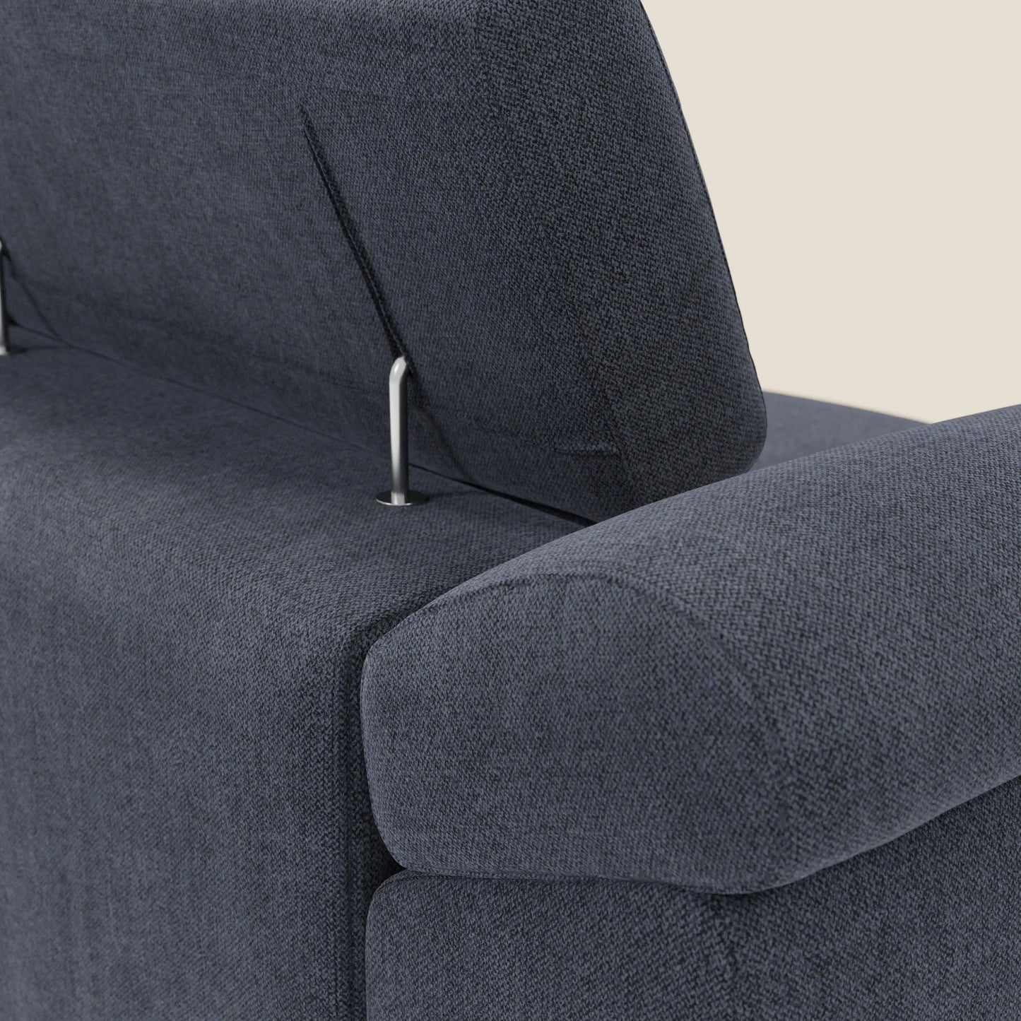 Donatello divano con 3 sedute allungabili braccioli contenitore e poggiatesta reclinabili in tessuto smacchiabile T23 blu ardesia