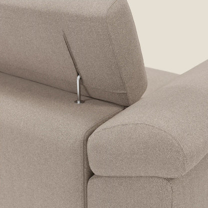 Donatello Divano angolare con sedute scorrevoli braccioli contenitore e poggiatesta in tessuto morbido smacchiabile T23 tortora