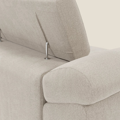 Donatello divano con 3 sedute allungabili braccioli contenitore e poggiatesta reclinabili in tessuto smacchiabile T23 panna