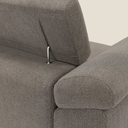 Donatello Divano angolare con sedute scorrevoli braccioli contenitore e poggiatesta in tessuto morbido smacchiabile T23 talpa