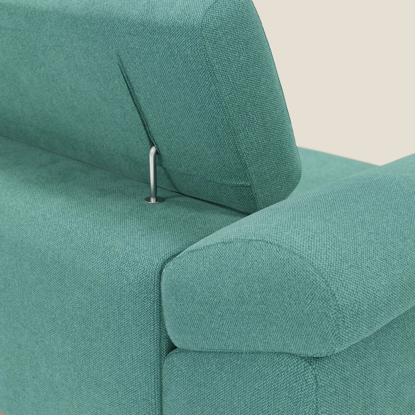 Donatello divano con sedute allungabili braccioli contenitore e poggiatesta reclinabili in tessuto smacchiabile T23 verde acqua