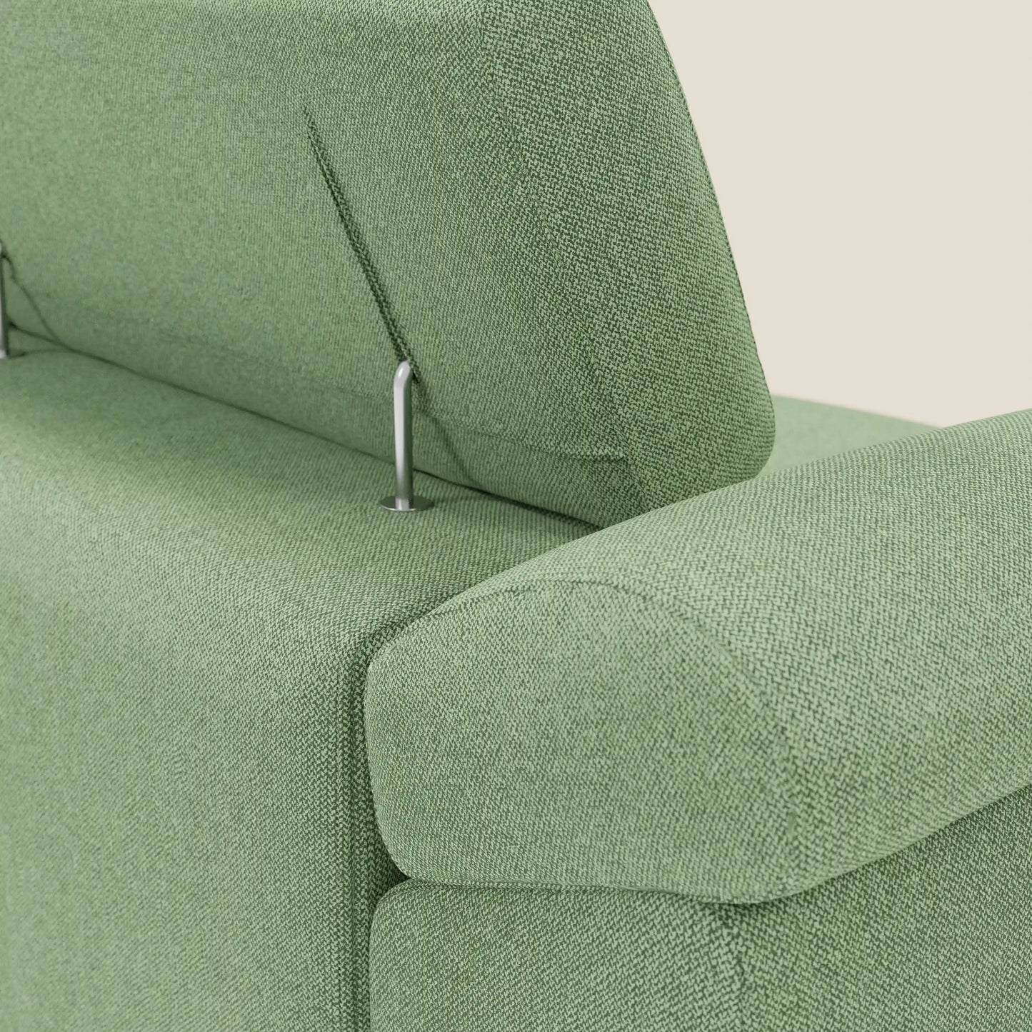 Donatello divano con 3 sedute allungabili braccioli contenitore e poggiatesta reclinabili in tessuto smacchiabile T23 menta